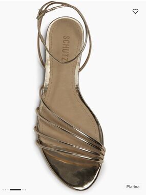 SCHUTZ Metallic Platina Strappy Ankle Wrap Sandal